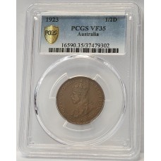 AUSTRALIA 1923 . HALF 1/2  PENNY . PCGS VF35